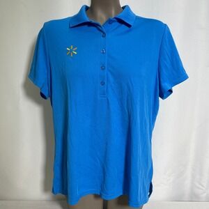 Walmart Employee Uniform Embroidered Spark Blue Polo Shirt Women's XL